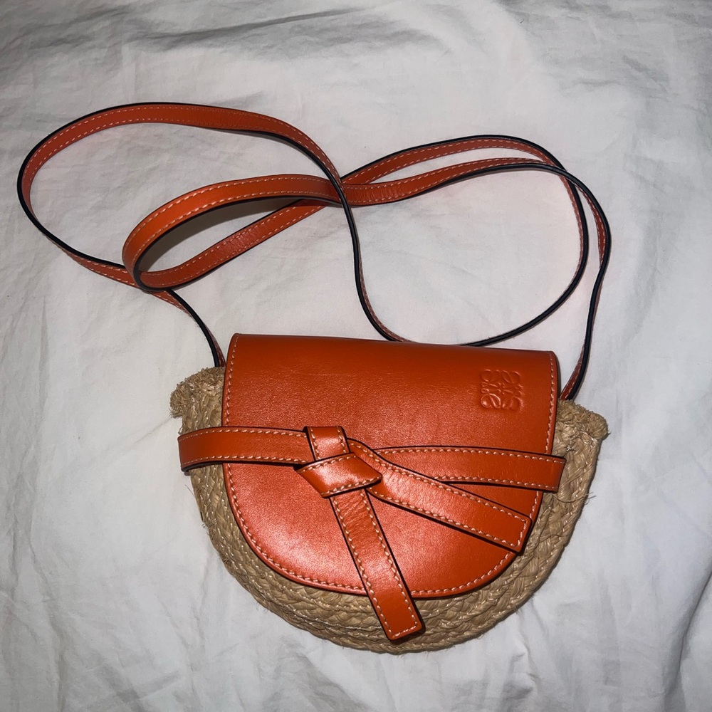 Loewe Mini Raffia Gate Crossbody Bag
